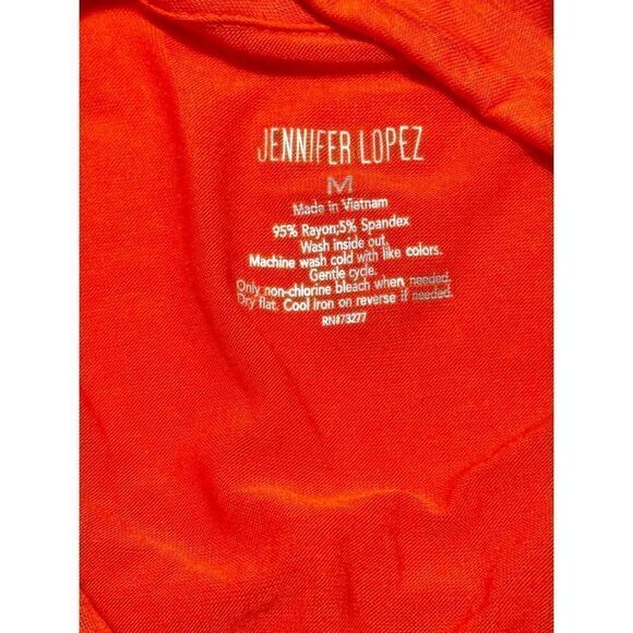 Jennifer Lopez‎ Women's V Neck Stretch Casual Long Sleeve Top Orange Size Medium - Picture 2 of 7